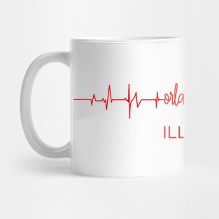 I Love Orland Hills Illinois USA Heartbeat Funny T-Shirt For Men Women Custom Mug